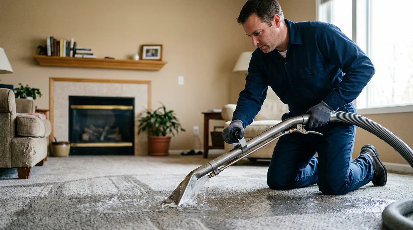 Water damage restoration technician working near Mcalisterville, PA